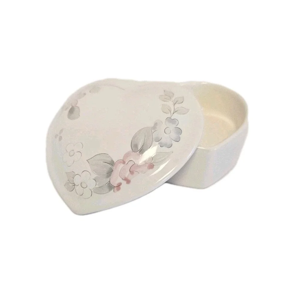 Vintage Porcelain Floral Heart-Shaped Trinket‎ Box 4.5